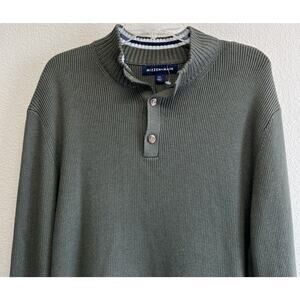 Mizzen + Main Sweater Cassady Mock Neck Henley Men's SIze XXL Dark Green NEW